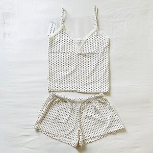 BNWT Brandy Melville/John Galt lace navy blue heart amara tank and short set